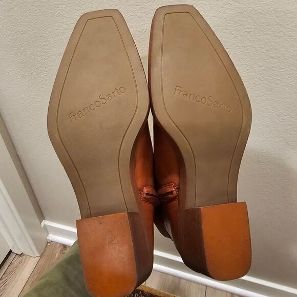 NWOT Franco Sarto Leather Tan Ankle Boots Size 8 - Picture 7 of 9